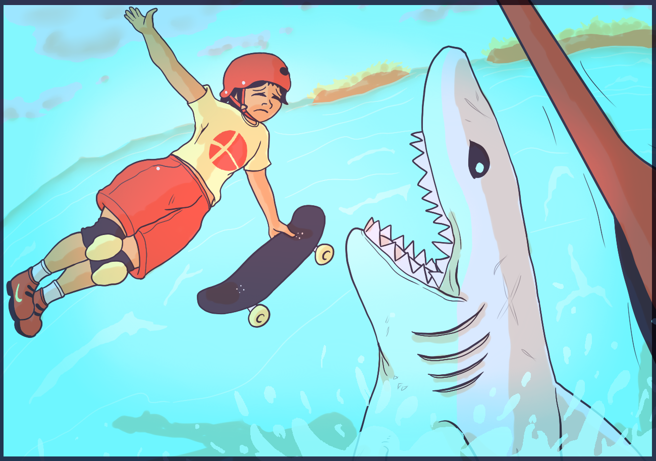 Neskamikaze doing Christ Grab over Shark