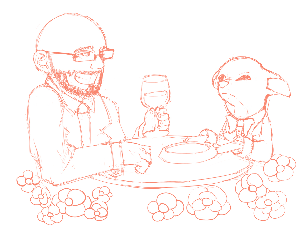 Peaches and stinkeye dog