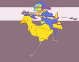 Dasaki Rides a Chocobo
